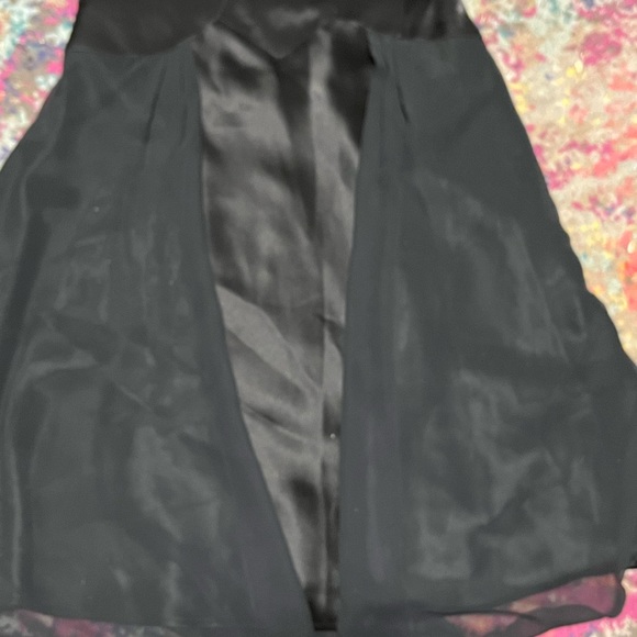 ABS Evening by Allen Swartz Black Chiffon and Satin Feel Vintage Style Dress - Picture 4 of 15